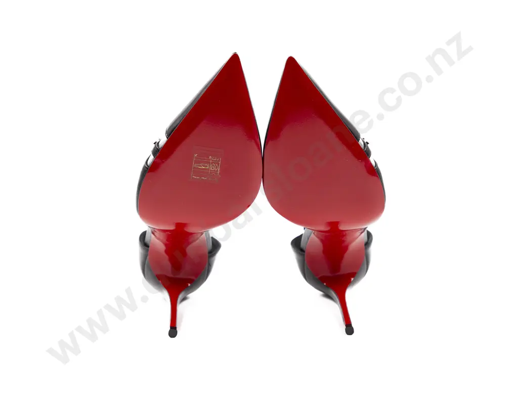 Christian Louboutin Black Spike Cross 100 Pvc Silver Cross Ankle Strap Stiletto Heel Pumps Image 1++