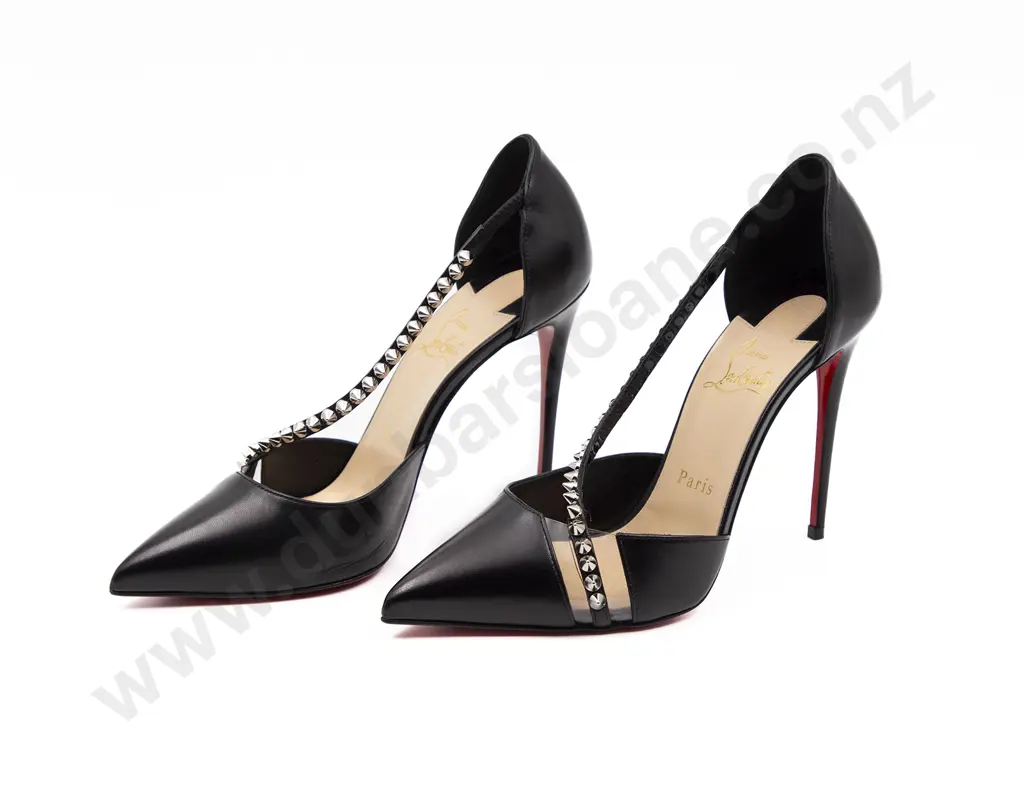 Christian Louboutin Black Spike Cross 100 Pvc Silver Cross Ankle Strap Stiletto Heel Pumps Image 1++
