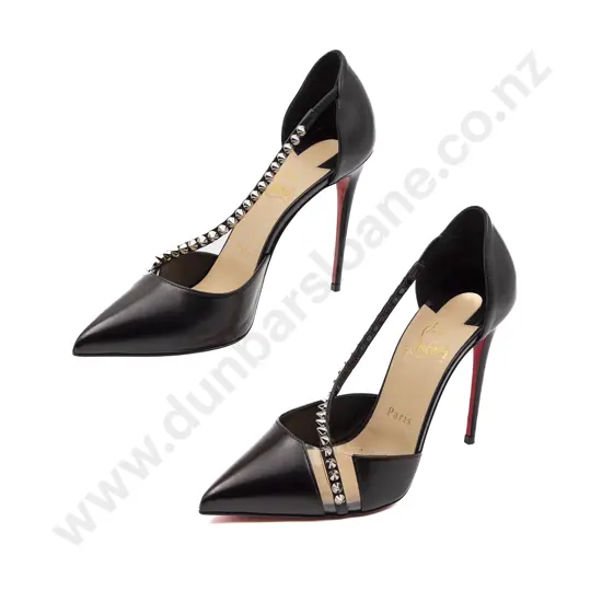 Christian Louboutin Black Spike Cross 100 Pvc Silver Cross Ankle Strap Stiletto Heel Pumps