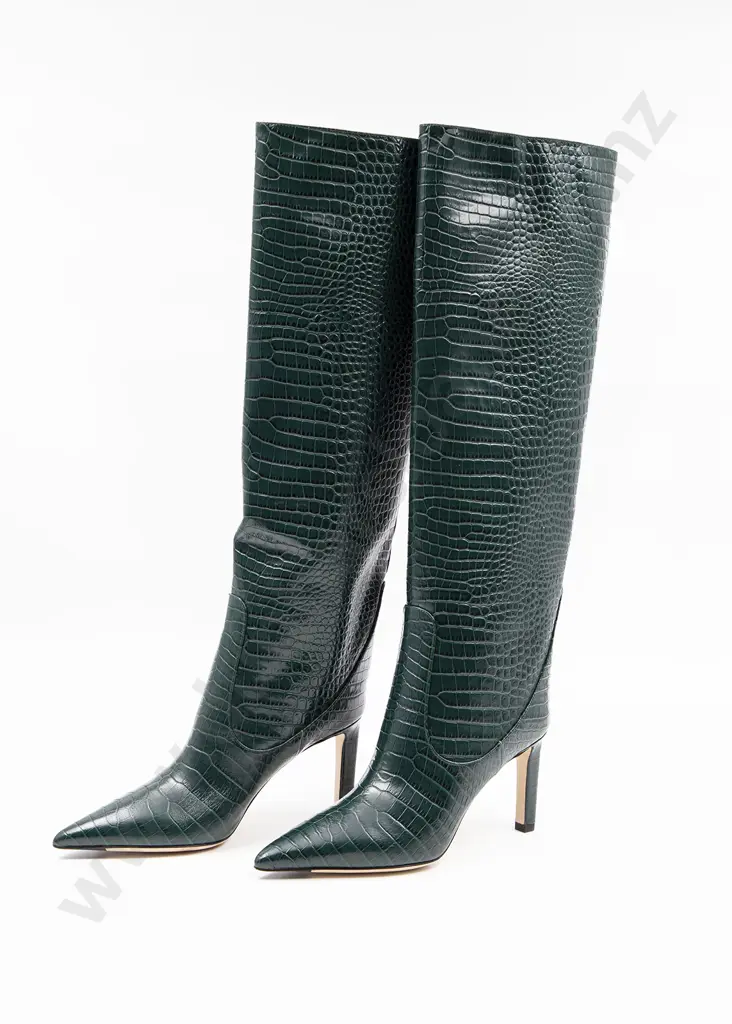 Jimmy Choo Croc Embossed Leather Over the Knee Boots Image 1++