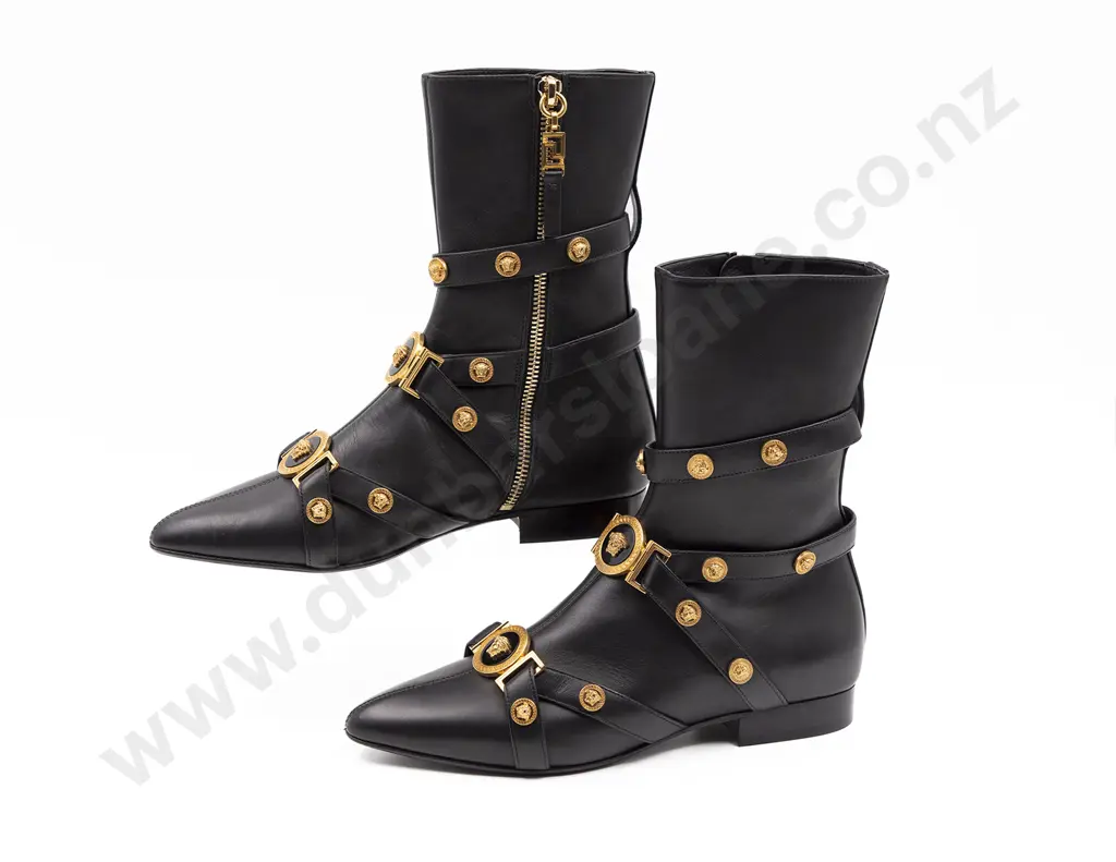 Versace Tribute Medallion Buckle Ankle Boot Image 1++