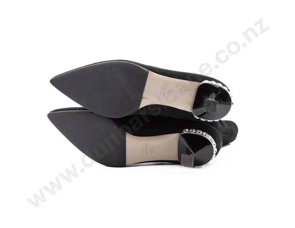Miu Miu Black Suede Crystal Embellished Booties Image 1++