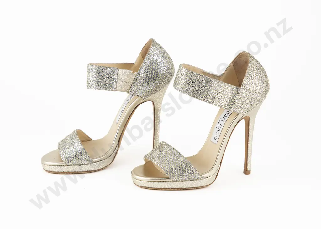 Jimmy Choo Anthracite Glitter Sandals Image 1++