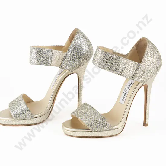 Jimmy Choo Anthracite Glitter Sandals