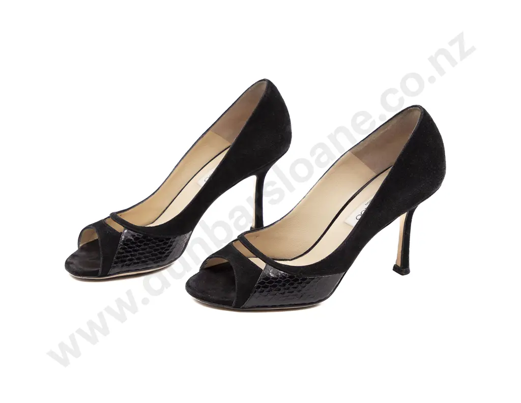 Jimmy Choo Elaphe Snake/Suede Open Toe Pumps Image 1++