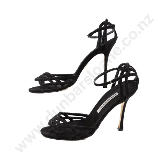 Manolo Blahnik Azion Black Suede Sandals