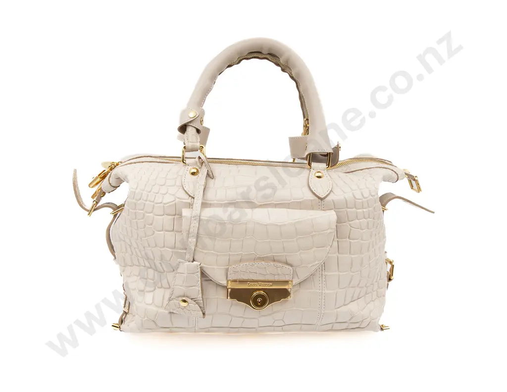 Louis Vuitton Cream Crocodile Veau Sac Louis Special Order Bag Image 1++