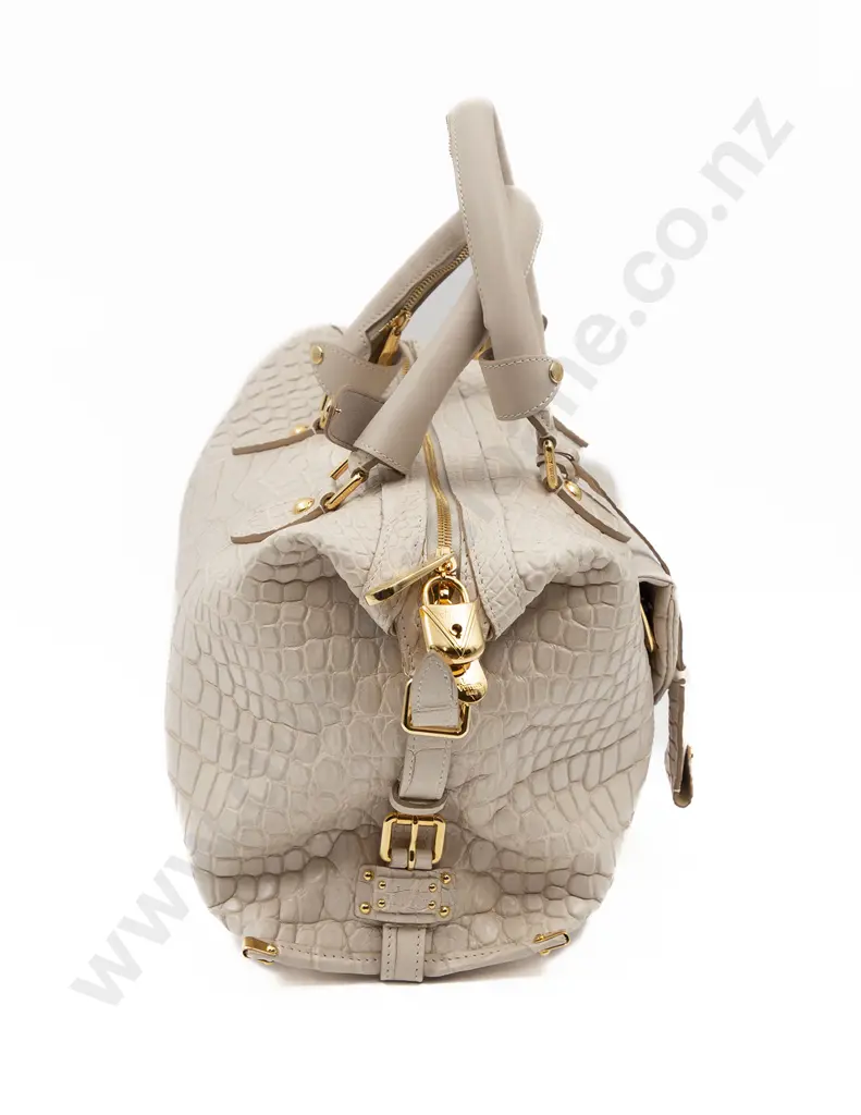 Louis Vuitton Cream Crocodile Veau Sac Louis Special Order Bag Image 1++