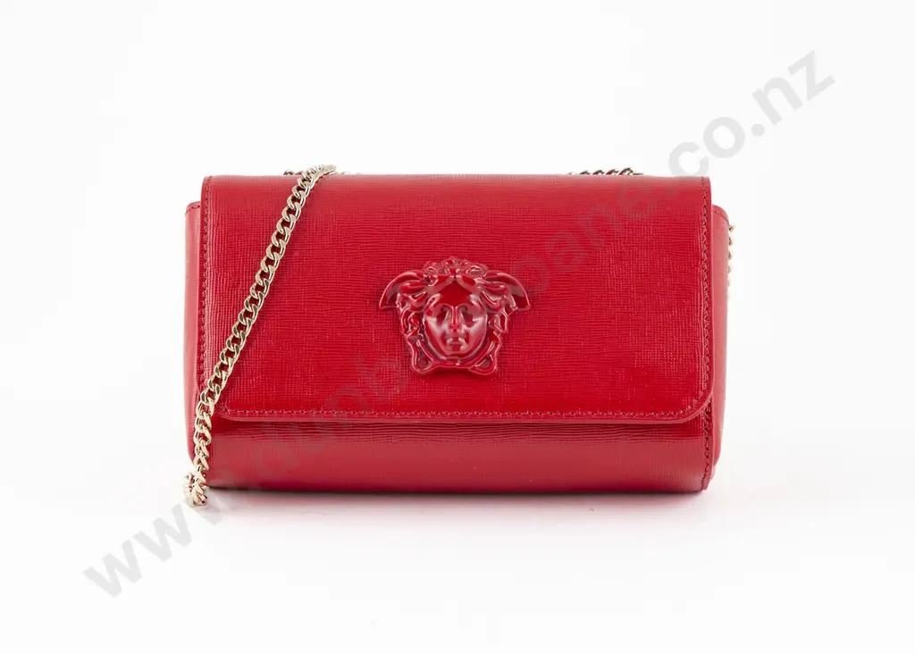 Versace Medusa Head Red Leather Evening Clutch Image 1++