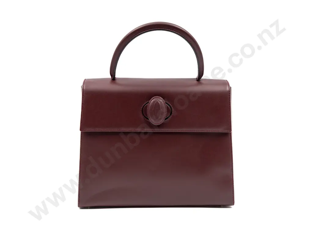 Cartier Burgundy Red Calfskin Top Handled Bag Image 1++