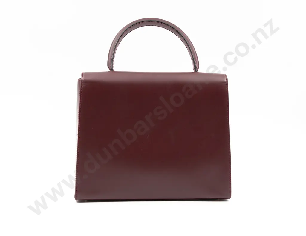 Cartier Burgundy Red Calfskin Top Handled Bag Image 1++
