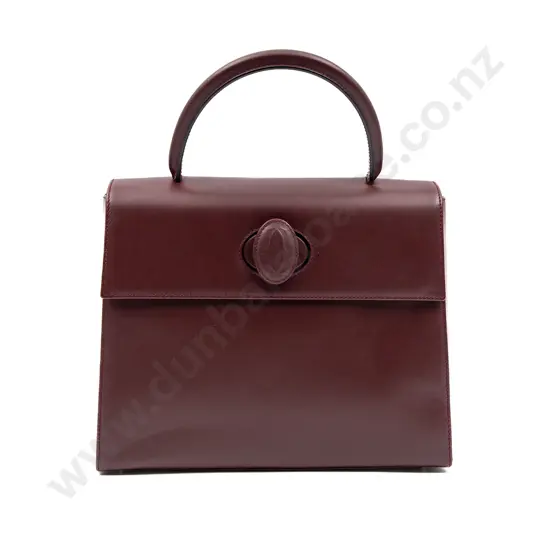 Cartier Burgundy Red Calfskin Top Handled Bag