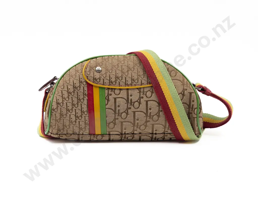 Dior Vintage Rasta Zipped Brown Red Green and Yellow Shoulder Bag Image 1++