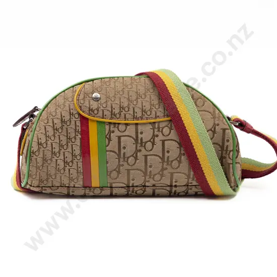 Dior Vintage Rasta Zipped Brown Red Green and Yellow Shoulder Bag