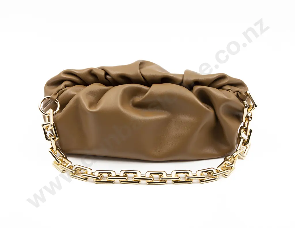 Bottega Veneta Camel Brown Leather Chain Pouch Image 1++
