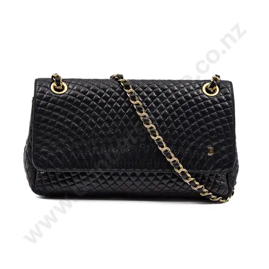 Bally Quilted Black Leather Crossbody Flap Bag