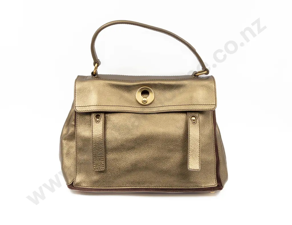 Yves Saint Laurent Metallic Gold Leather Muse II Satchel Image 1++