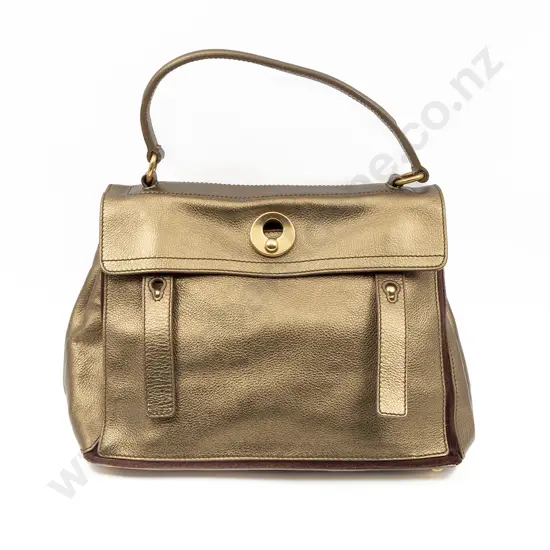 Yves Saint Laurent Metallic Gold Leather Muse II Satchel