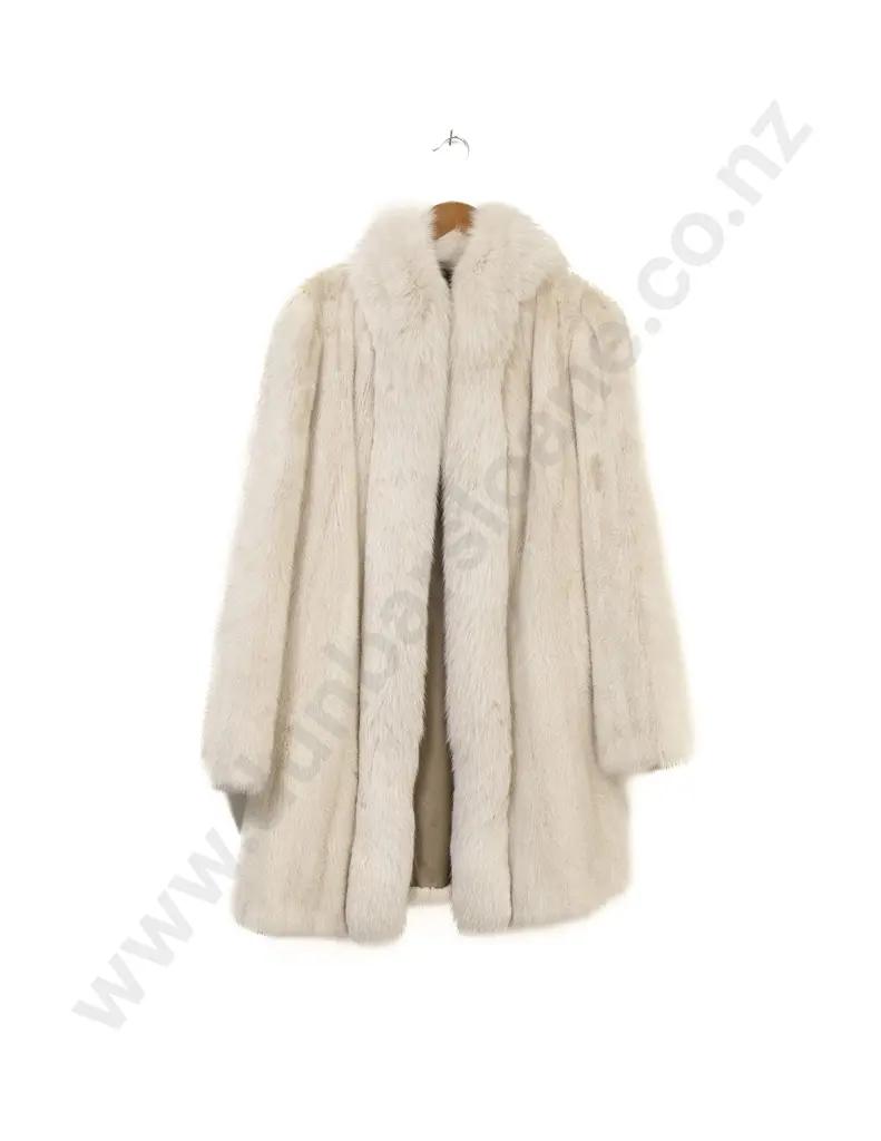 White Fox & Mink 3/4 Length Fur Coat Image 1++