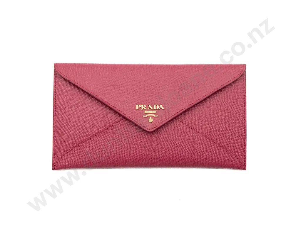 Prada Pink Saffiano Envelope Wallet Image 1++