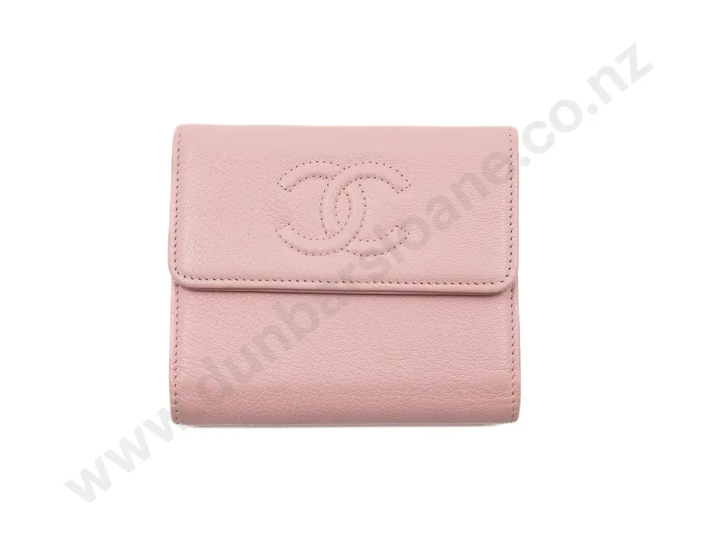 Chanel Pink Caviar Leather Timeless Compact Tri-Fold Wallet Image 1++