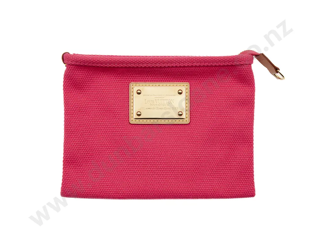Louis Vuitton Pink Antigua Canvas Pochette Plate Cosmetic Bag Image 1++