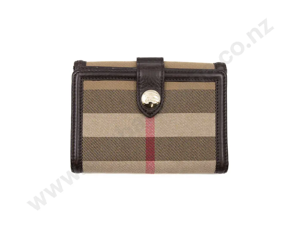 Burberry Brown/Beige Nova Check Canvas and Leather Buckle Compact Wallet Image 1++