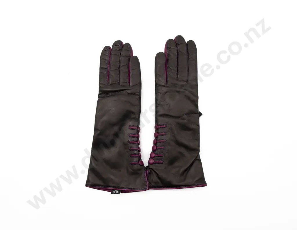 Piumelli Milano Black & Purple Leather Gloves Image 1++