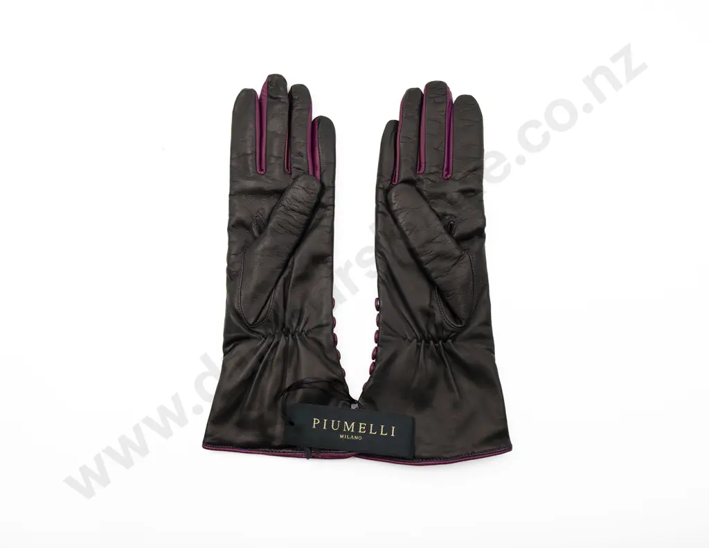 Piumelli Milano Black & Purple Leather Gloves Image 1++