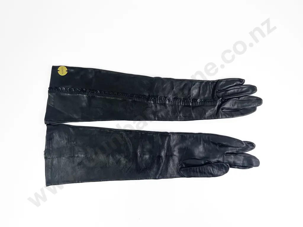 Mimco Evening Length Black Leather Gloves S/M Image 1++