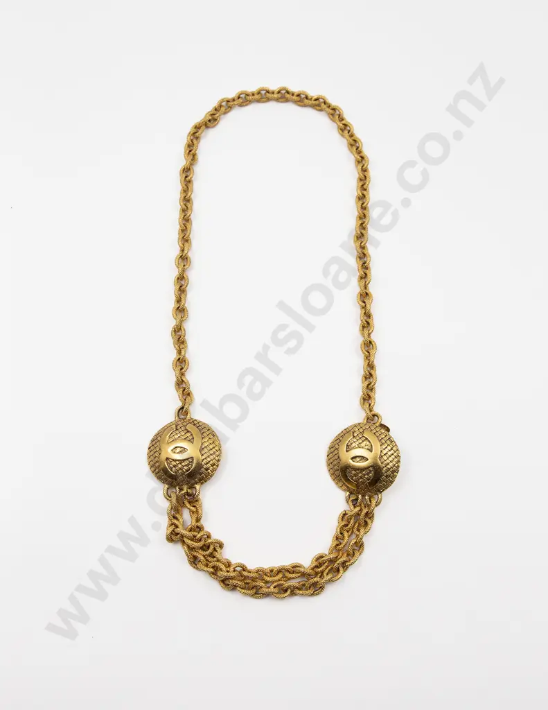 Vintage Chanel CC Medallion Logo Multi Chain Gold Charm Pendant Belt Necklace Image 1++