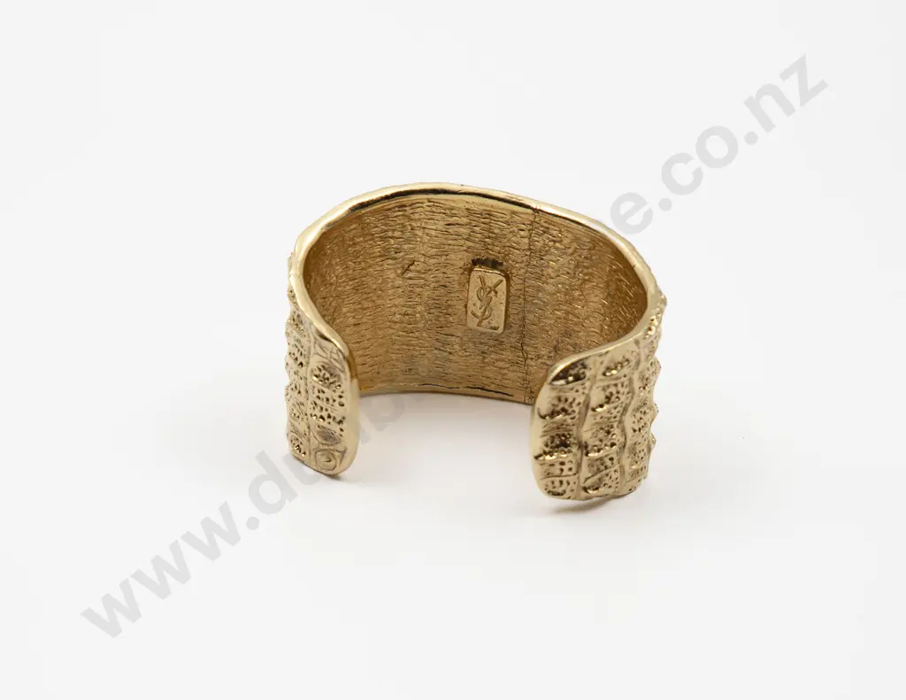 Vintage Yves Saint Laurent Crocodile Pattern Bracelet Cuff Image 1++