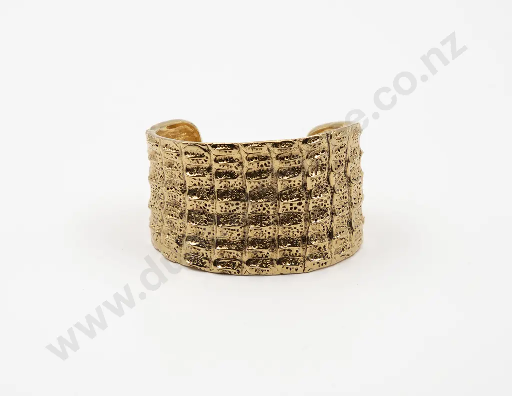Vintage Yves Saint Laurent Crocodile Pattern Bracelet Cuff Image 1++