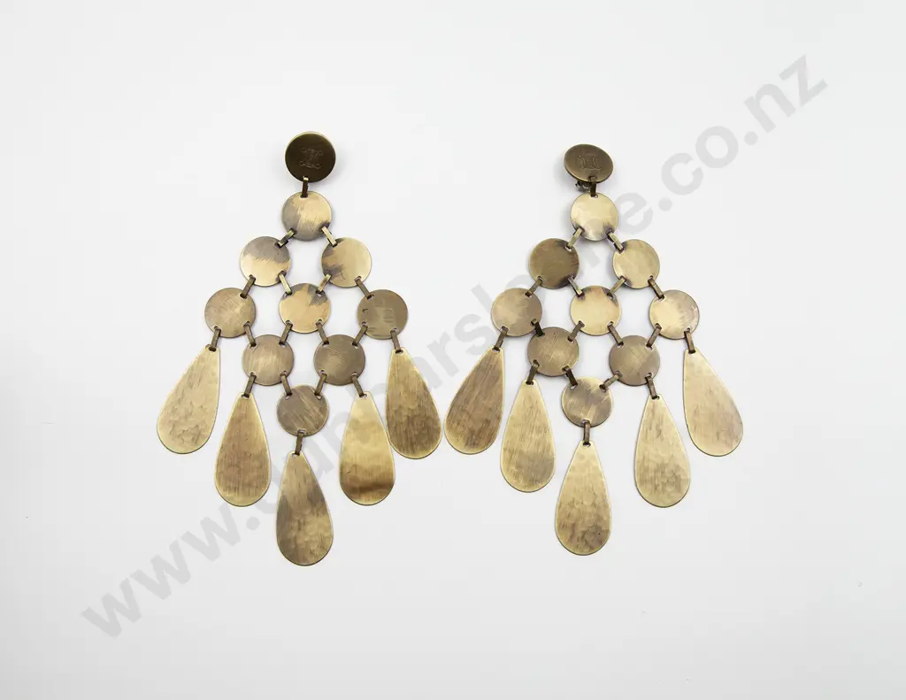 Vintage Celine Paris Logo Chandelier Earrings Image 1++