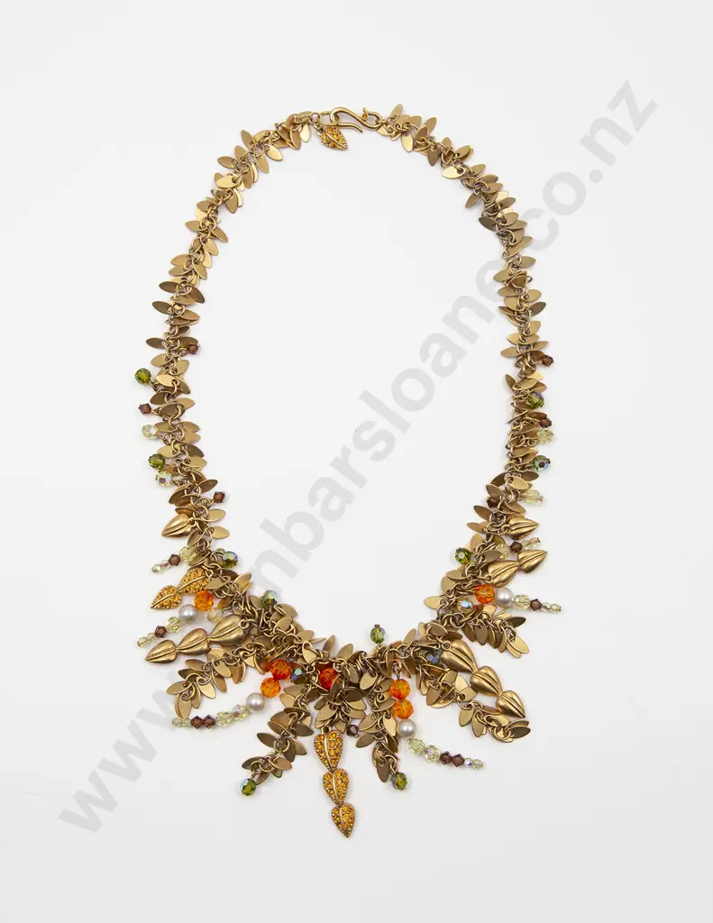 Swarovski and Gold Tone Multi Pendant Tassel Necklace Image 1++
