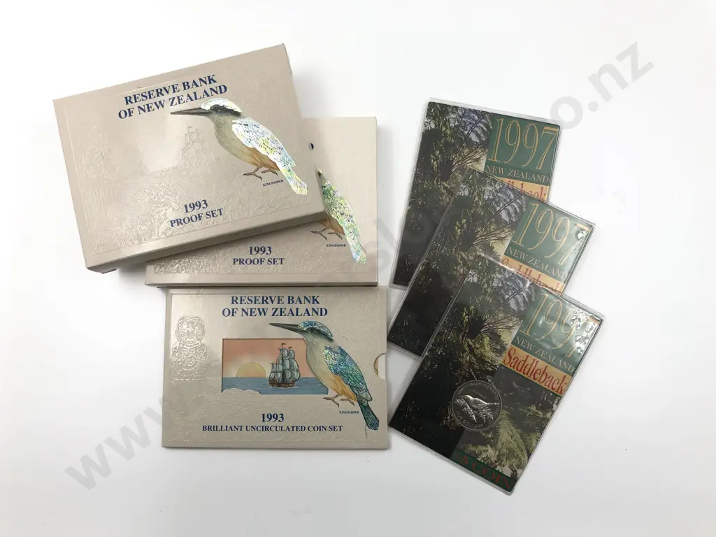 NZ 1993 KingFisher Coin Set Image 1++