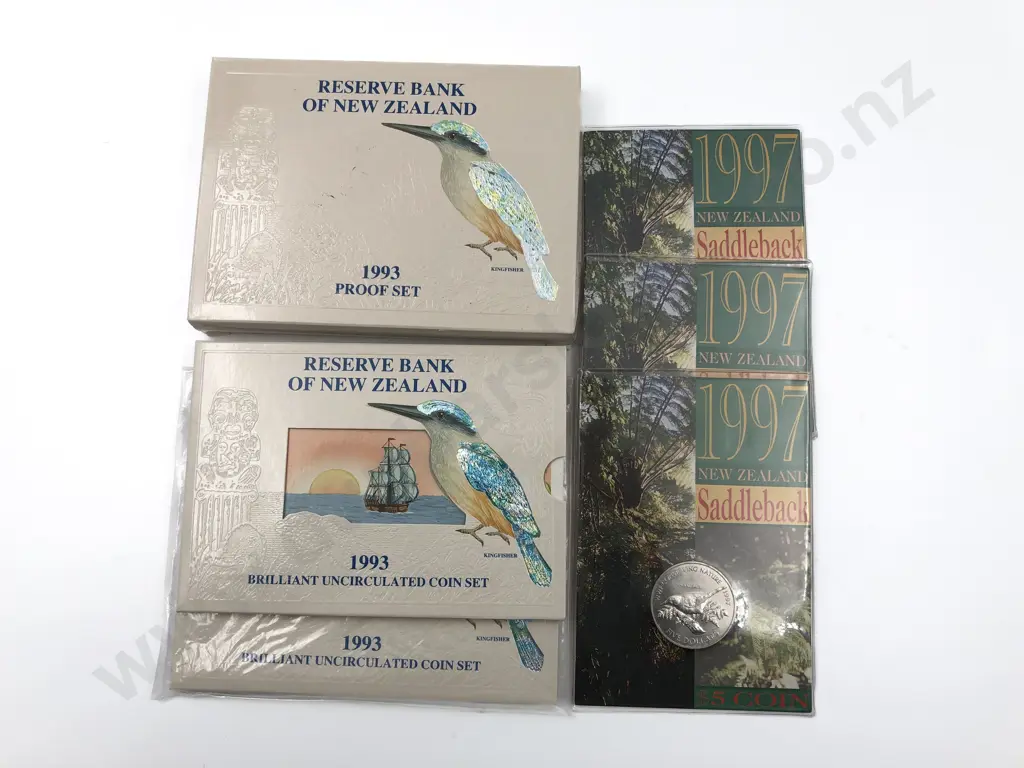 NZ 1993 KingFisher Coin Set Image 1++