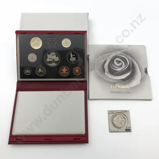 UK Royal Mint 1999 and 1996 Proof Coin Collections and 1999 unc £5 with 1/2 crown