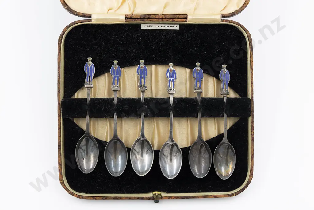 Rare Cased Set Of 6Six Liberty & Co S/S & Enamel Coffee Spoons Image 1++