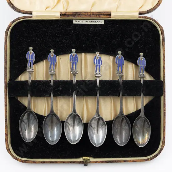 Rare Cased Set Of 6Six Liberty & Co S/S & Enamel Coffee Spoons