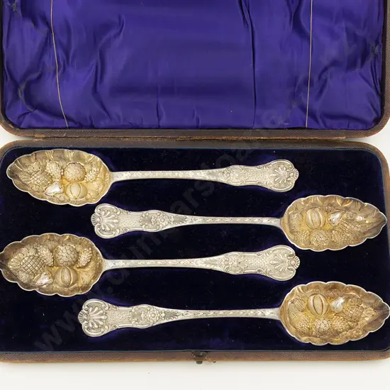Cased Set Of Four S/Plate Berry Spoons