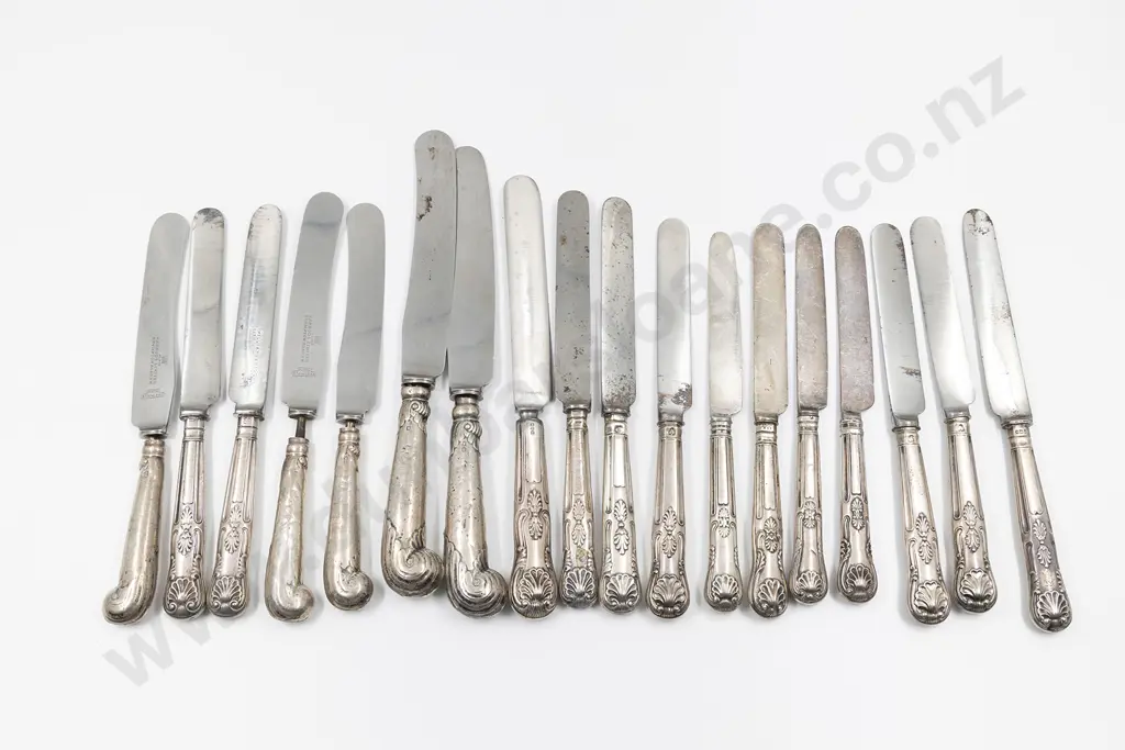 Five Antique S/S Handled Pistol Grip Knives Image 1++