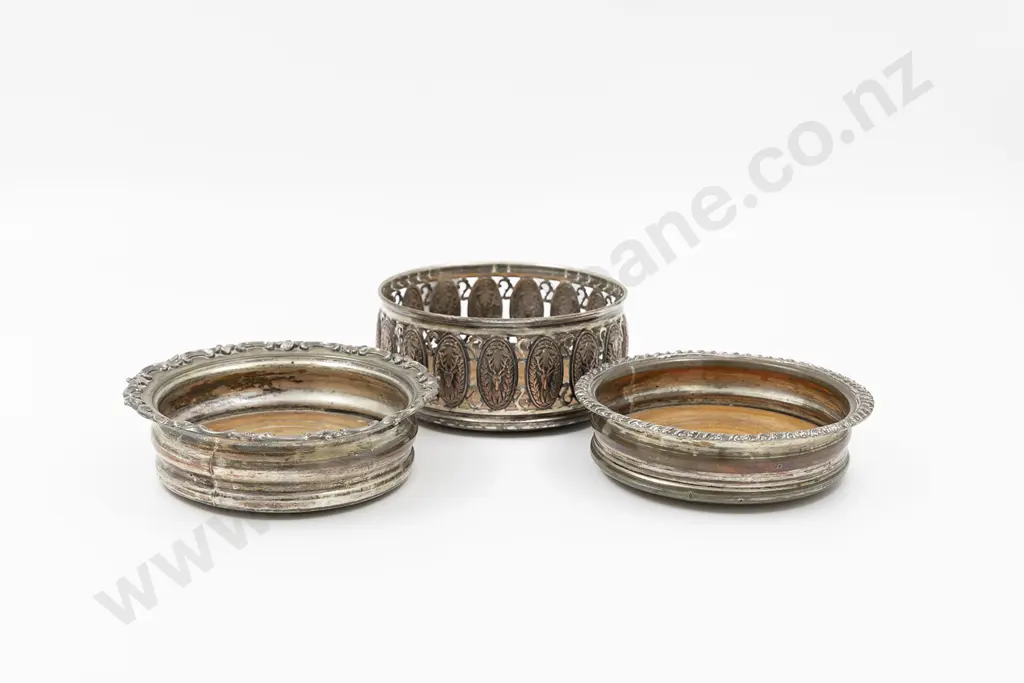 Three Vict Sheffield Plate Wine Coasters Image 1++
