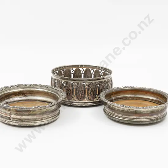 Three Vict Sheffield Plate Wine Coasters