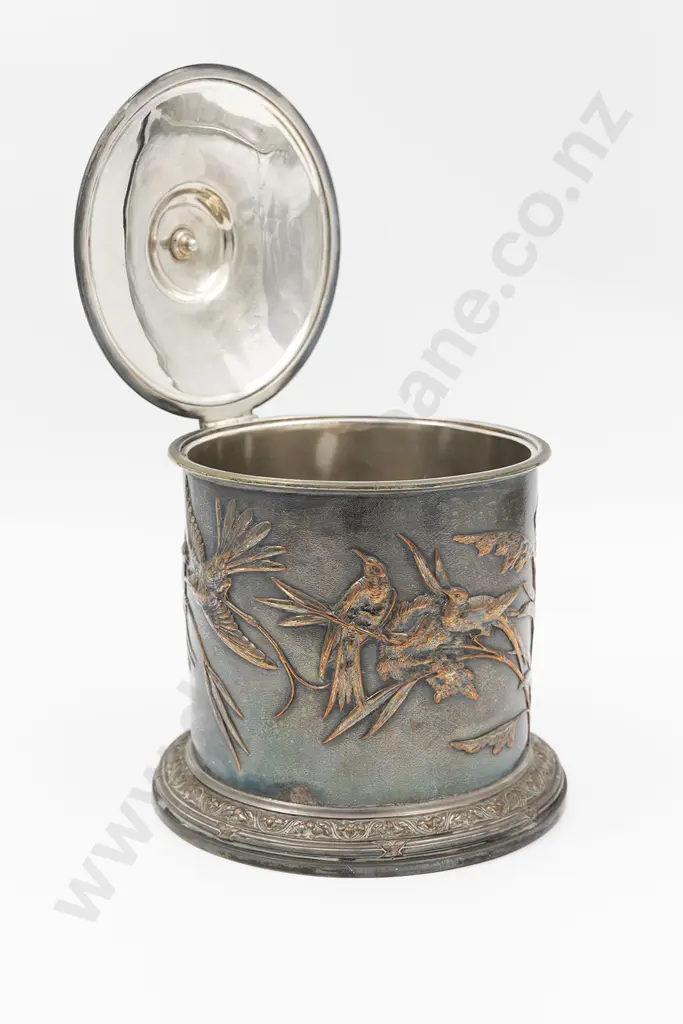 C19th Elkington & Co Sheffield Plate Biscuit Barrel Image 1++