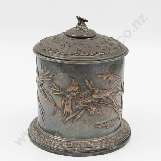 C19th Elkington & Co Sheffield Plate Biscuit Barrel