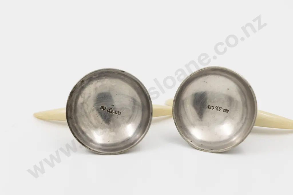 Pair Early C19th American S/S and Ivory Tusk Knife Rests Image 1++