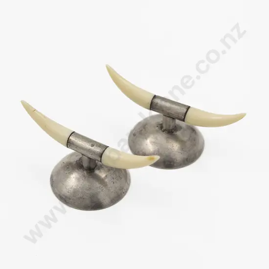 Pair Early C19th American S/S and Ivory Tusk Knife Rests