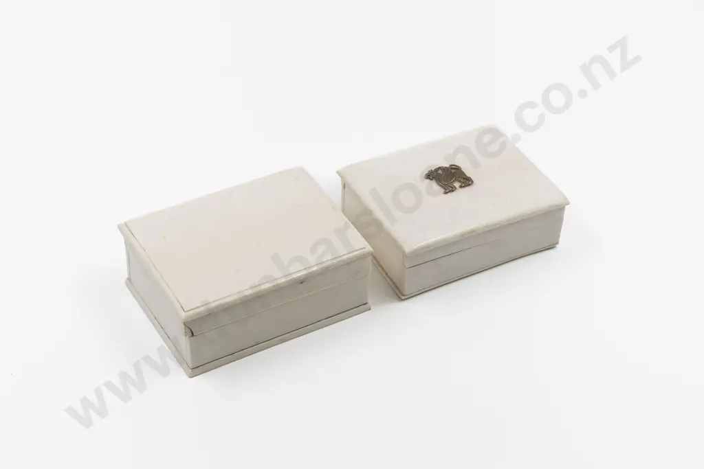 Pair Of Antique Ivory Cigarette Boxes Image 1++