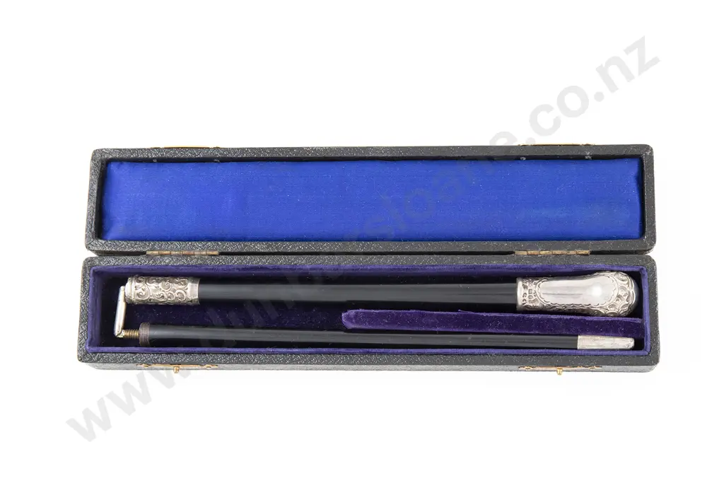 Vict S/S Mounted Ebonized Folding Conductor's Baton Image 1++